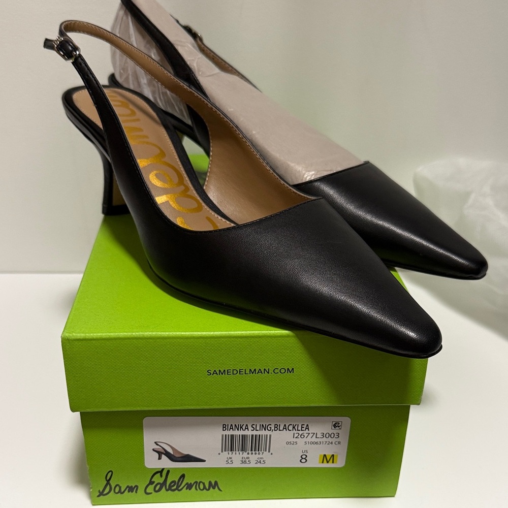 Sam Edelman Black Pointed Slingback Heels
